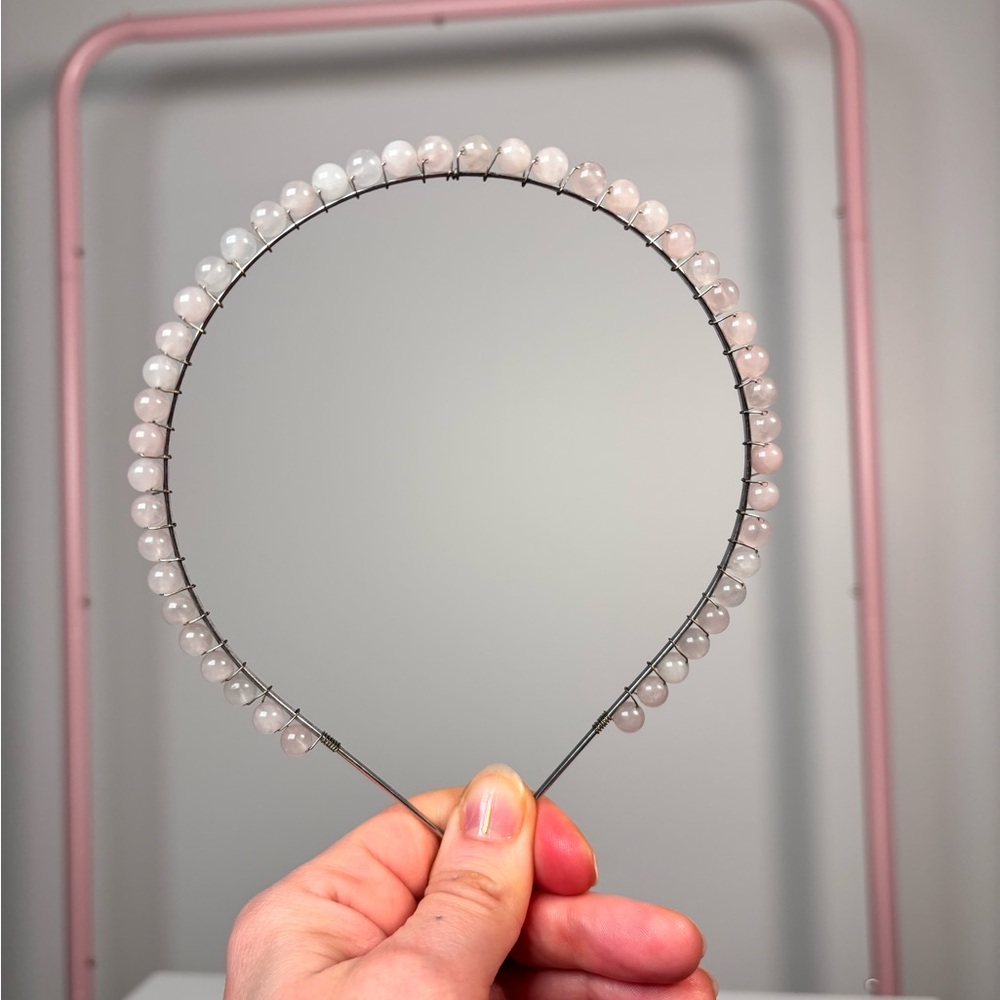 Elegant Pink Quartz Headband Crown